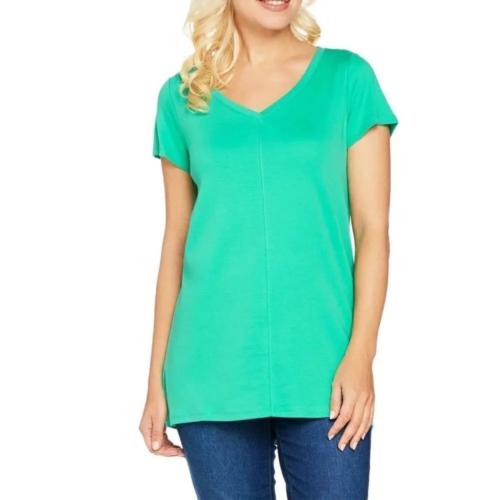 Isaac Mizrah Essentials Pima Cotton V-Neck Tunic